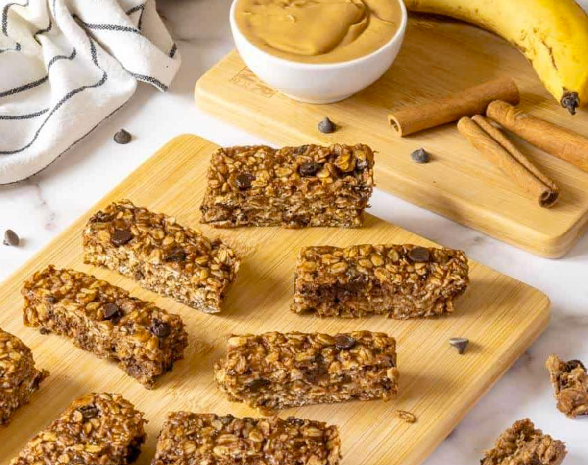 Barras energéticas de avena, banana y maní